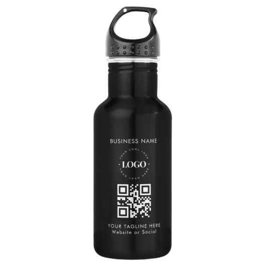 Bouteille D'eau Logo de l'entreprise personnalisée QR Code et text (Devant)