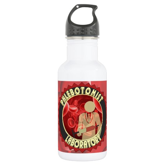 BOUTEILLE D'EAU LOGO DE SANG DE PHLEBOTOMIST (Devant)