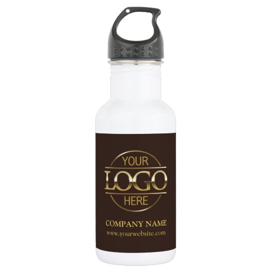 Bouteille D'eau Logo d'entreprise Brown & Gold simple (Devant)