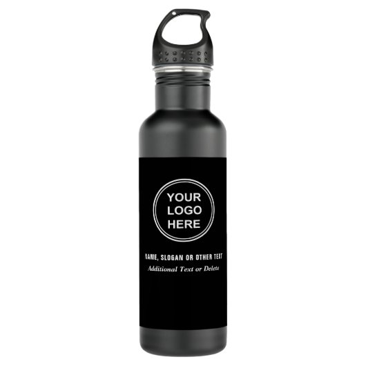 Bouteille D'eau Logo d'entreprise moderne noir (Devant)