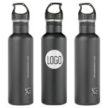 Bouteille D'eau Logo d'entreprise personnalisé sur le site de code<br><div class="desc">Faites la promotion de votre marque avec ce logo simple personnalisé d'entreprise sur le site Web Black QR Code Water Bottle. Doté d'un design noir épuré, ce flacon d'eau présente le logo de votre entreprise ainsi qu'un code QR reliant votre site Web, ce qui en fait un mélange parfait de...</div>