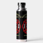 Bouteille D'eau Logo du service d'incendie Badge noir et rouge (Gauche)