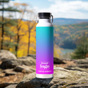 Bouteille D'eau Logo élémentaire minimaliste Violet Aqua Gradient