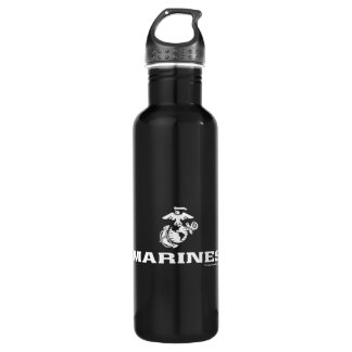 Bouteille D'eau Logo empilé USMC - Blanc