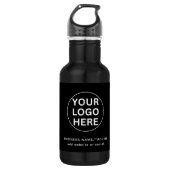 Bouteille D'eau Logo et texte personnalisés l Marque moderne noir  (Devant)