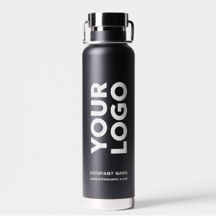 Bouteille D'eau Logo et texte personnalisés sur 2 côtés Noir