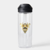 Bouteille D'eau Logo Faux Gold Foil Bee Polygonal sur Noir (Arrière)