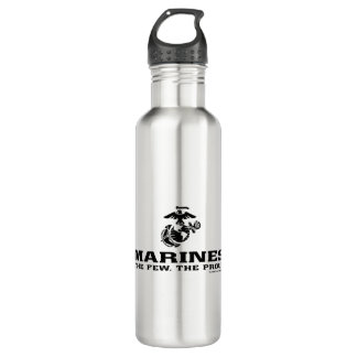 Bouteille D'eau Logo noir empilé USMC "The Rew, The Fiers"