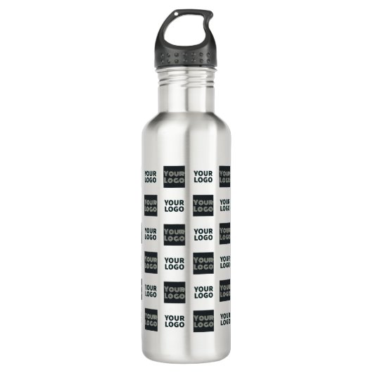 Bouteille D'eau Logo simple à répétition 2 | Blanc (Devant)