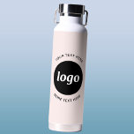 Bouteille D'eau Logo simple et texte Business Blush Rose<br><div class="desc">Logo simple et design de texte personnalisé pour favoriser la fidélité à la marque et promouvoir votre petite entreprise. Remplacez le logo par le vôtre, et modifiez ou supprimez le texte supérieur et inférieur pour customiser. Parfait pour des fins promotionnelles et pour donner aux employés, aux clients et aux clients....</div>