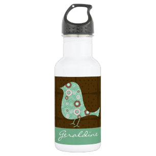 Bouteille D'eau L'oiseau mignon bleu/de brun motif a personnalisé