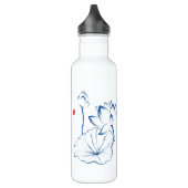 Bouteille D'eau Lotus Chinoiserie Nom personnalisé Monogramme (Gauche)