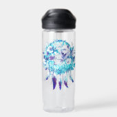 Bouteille D'eau Loup blanc Dreamcatcher bleu violet Floral (Arrière)