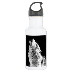 Bouteille D'eau Loup de Howling noir et blanc