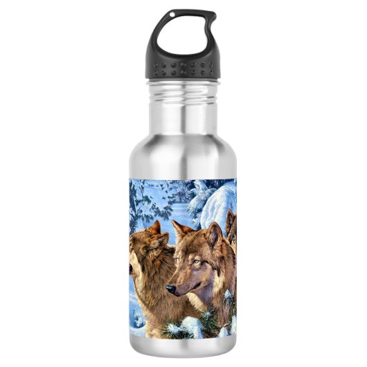 Bouteille D'eau Loups rouges (Devant)