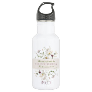 Bouteille D'eau Luc 1:45 Béni soit elle Fleur sauvage
