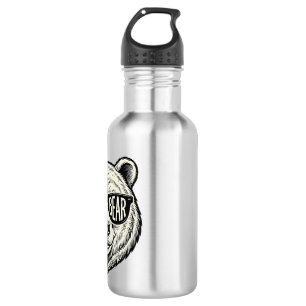 Bouteille D'eau Lunettes de soleil Papa Ours Tête d'ours Conceptio