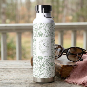 Bouteille D'eau Luxueux Classique Sauge Toile Française Monogramme