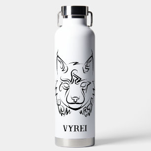 Bouteille D'eau Lynx tribale noire et blanche