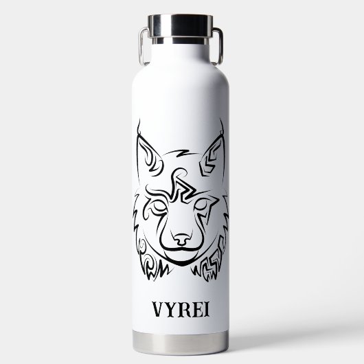 Bouteille D'eau Lynx tribale noire et blanche (Avant)