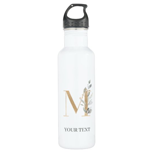 Bouteille D'eau M Monogramme Floral Personnalisé (Devant)