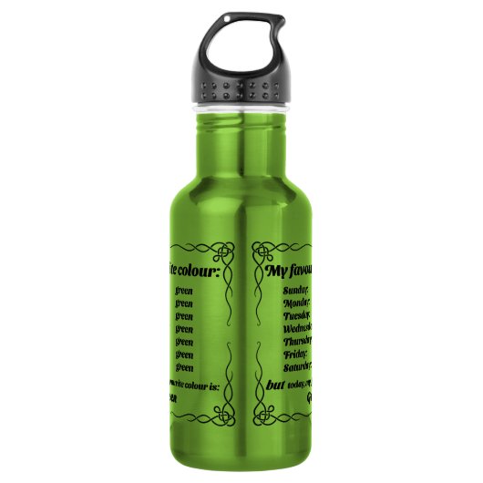 Bouteille D'eau Ma couleur préférée est le vert (Devant)