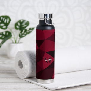Bouteille D'eau Magenta rose rouge noir géométrie motif Monogramme