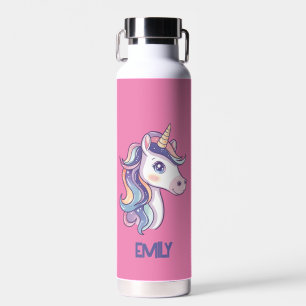Bouteille D'eau Magique Cute Sparkly Pastel Unicorn avec nom enfan