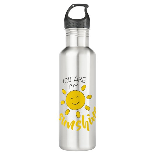 Bouteille D'eau Main Jaune dessinée Soleil Bonjour soleil Image Su (Devant)