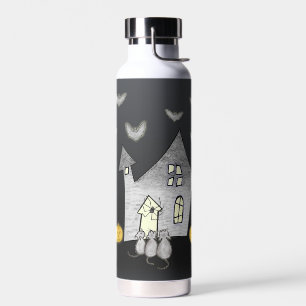 Bouteille D'eau Maison d'Halloween, Chats noirs, Chats, Chauves-so