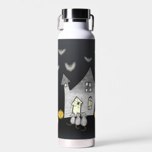 Bouteille D'eau Maison d'Halloween, Chats noirs, Chats, Chauves-so