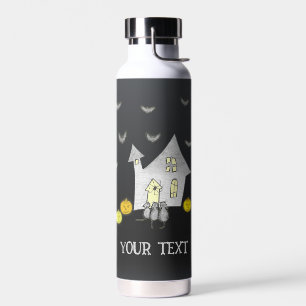 Bouteille D'eau Maison d'Halloween, Chats noirs, Chats, Chauves-so
