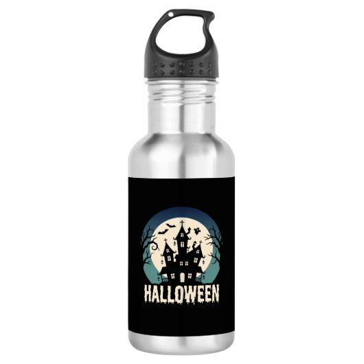 Bouteille D'eau Maison Hantée de la Lune Vector Halloween (Devant)