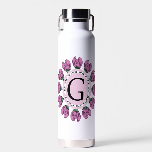 Bouteille D'eau Majuscule G monogramme floral (Avant)