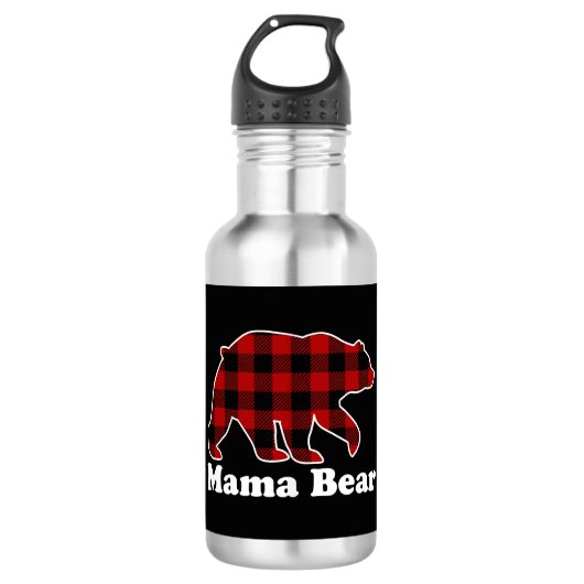 Bouteille D'eau Mama Bear Buffalo Plaid Noël (Devant)