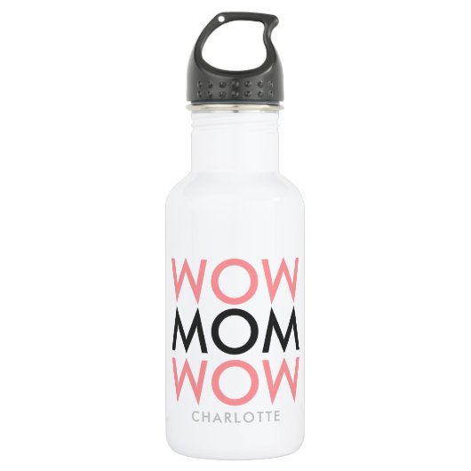 Bouteille D'eau Maman | Mother's Day Name Modern Pink Super Cute (Devant)