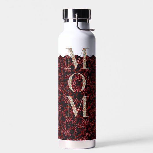 Bouteille D'eau Maman Pilates Yoga fleurs rouge foncé (Gauche)