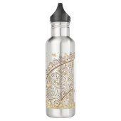 Bouteille D'eau Mandala avec étoiles d'or sur blanc Personnalisé (Gauche)