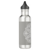 Bouteille D'eau Mandala blanc exotique sur Arrière - plan gris (Gauche)