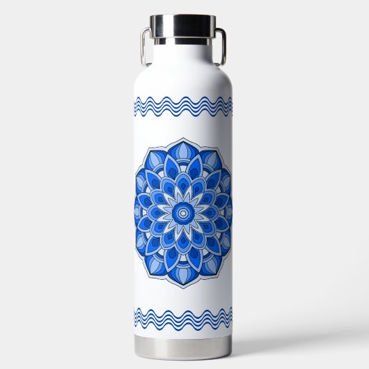 Bouteille D'eau Mandala en bleu (Avant)