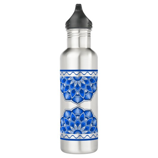 Bouteille D'eau Mandala en bleu (Droite)