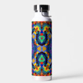 Bouteille D'eau Mandala Hexagonal Bleu Jaune Rouge et Vert (Gauche)