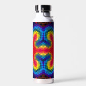 Bouteille D'eau Mandala Hexagonal Rouge Jaune et Bleu (Gauche)