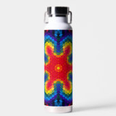 Bouteille D'eau Mandala Hexagonal Rouge Jaune et Bleu (Avant)