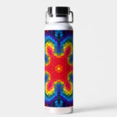 Bouteille D'eau Mandala Hexagonal Rouge Jaune et Bleu (Arrière)