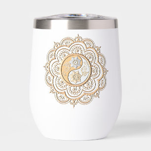 Bouteille d'eau mandala or et argent