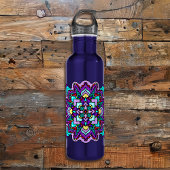 Bouteille D'eau Mandala violet et noir de couleur mystique
