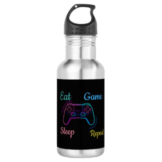 Bouteille D'eau Manger Jeu Dormir Répéter | Néo-Typographie pour J