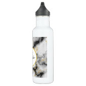 Bouteille D'eau Marbre blanc moderne avec Monogramme de ruban or (Droite)
