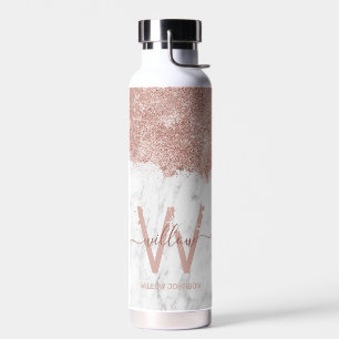 Bouteille D'eau Marbre blanc rose or rose Parties scintillant Mono